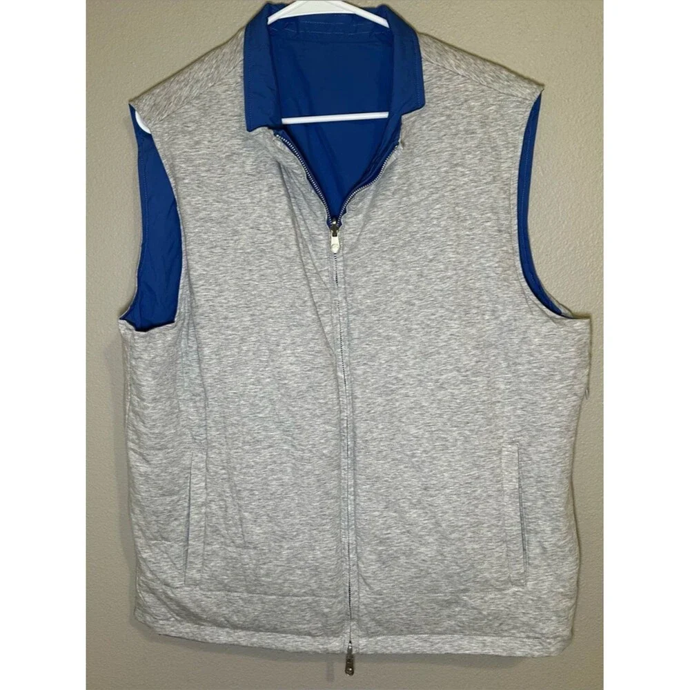 NEW Peter Millar Crown Blue Gray Reversible Full Zip Golf Vest Men’s Size XL